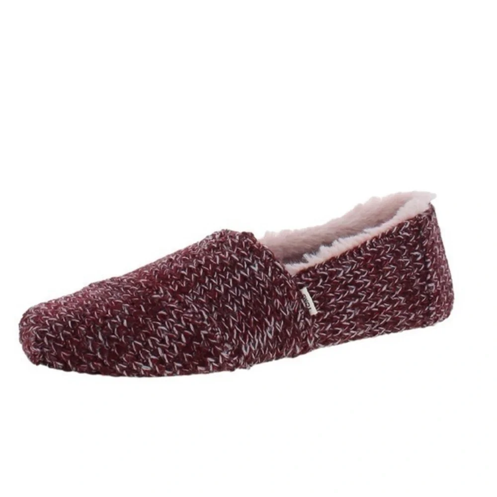 TOMS Womens Alpargata cozy Fleece Slip On Flats Casual - Red/ burgundy size 7